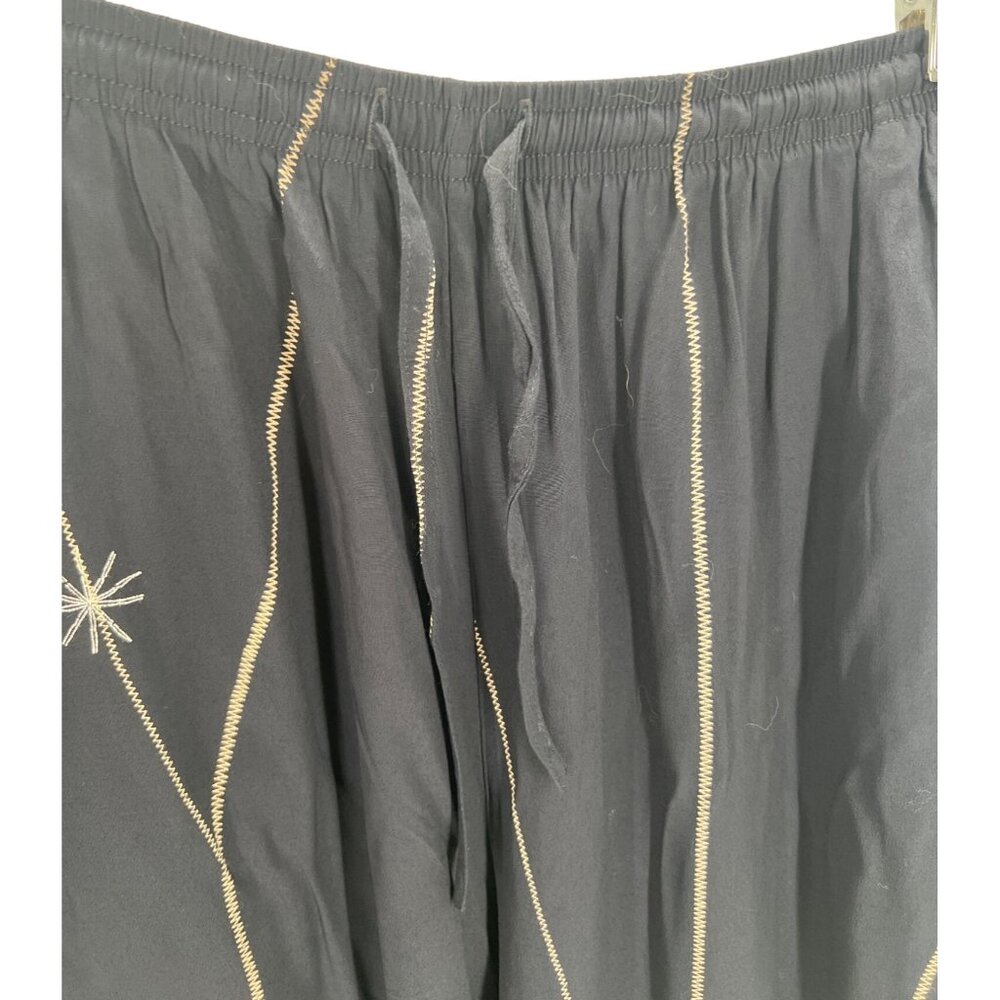Vintage David Dart Womens Pants Embroidered Blue Pull On Elastic Waist Size XL - Picture 2 of 9